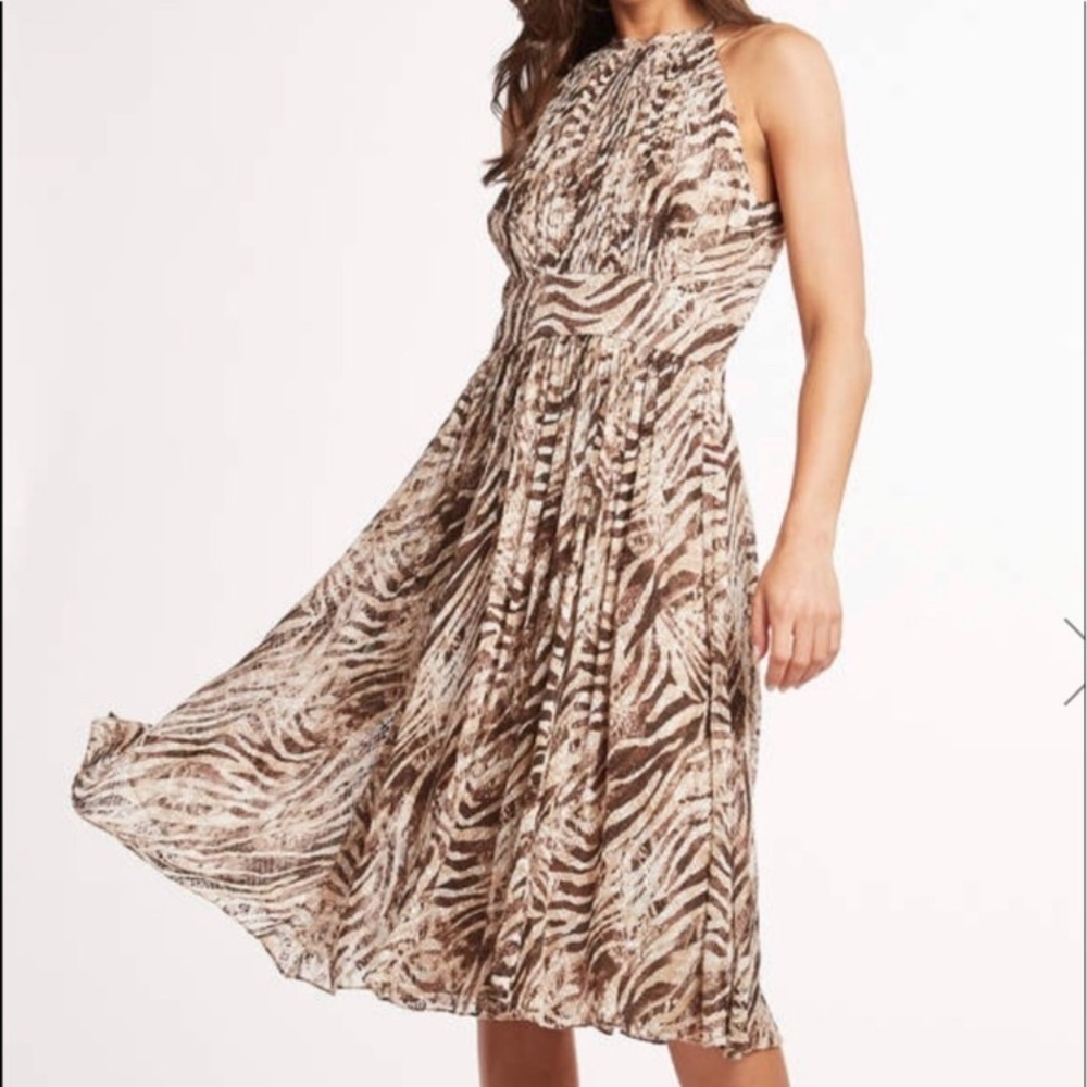 "ELIE TAHARI" DOMINICA Animal Print Silk Flowy Fit and Flare DRESS SIZE 4